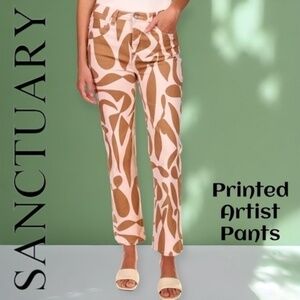 SANCTUARY Artist Printed High Rise Straight Leg Pants NWT/Lion River/Sz. 28